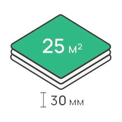 РАСХОД → ТОЛЩИНА - 25 м2 при 30 мм